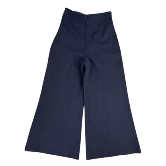 Quince Ultra-Stretch Ponte Super Wide Leg Ankle Pants Navy Medium New - Picture 2 of 6